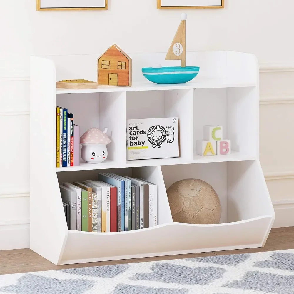 Toy Storage Organizer with Bookcase, Kid’s Multi Shelf Cubby for Books,Toys, Storage Organizer for Boys,Girls Play Room/Bedroom