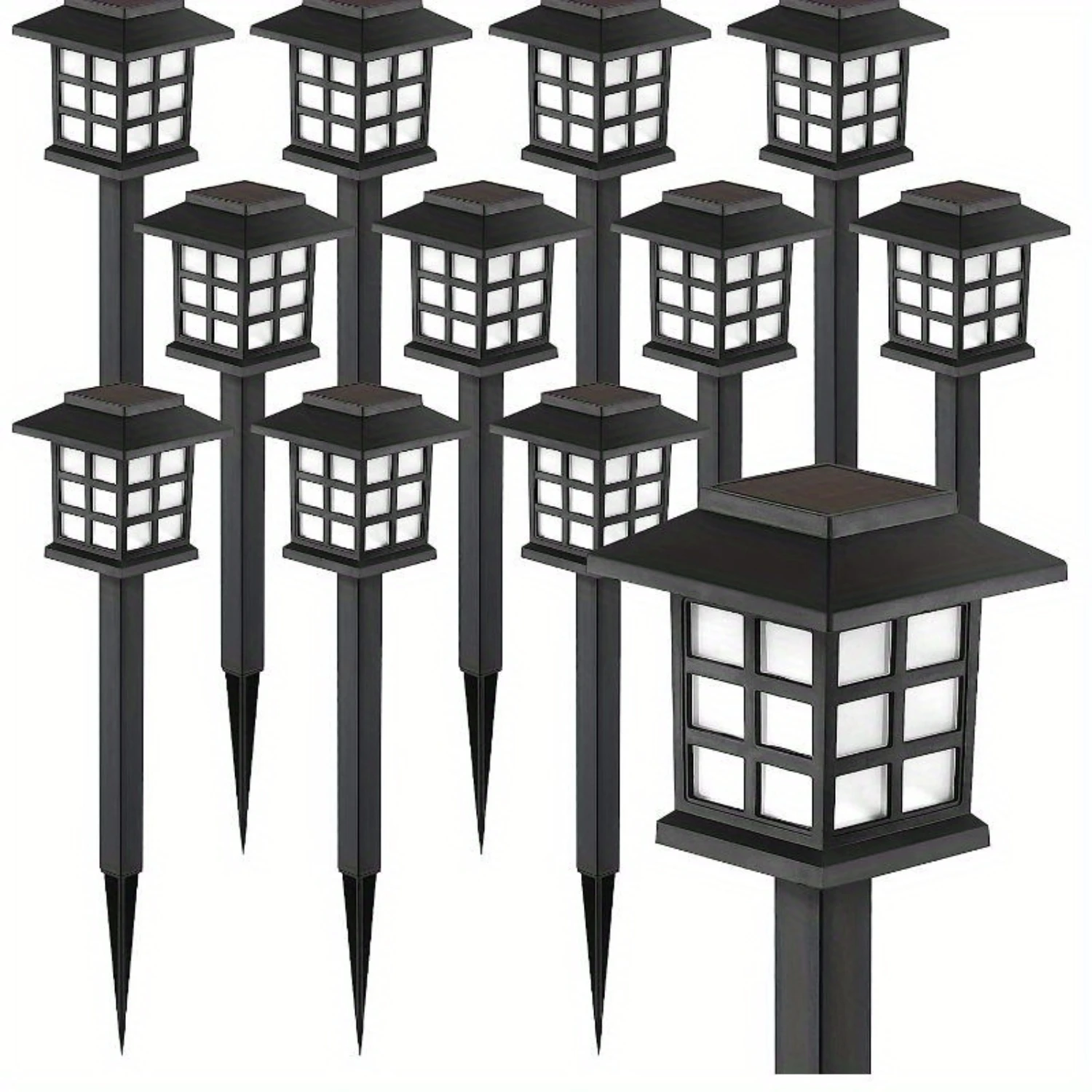 

12 Pack Solar Powered LED Pathway Lights - Waterproof, Warm White, Durable Polypropylene , Lithium Battery, Easy Installation, P