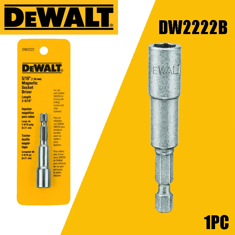 DEWALT DW2222 5/16-Inch by 2-9/16-Inch Magnetic Socket Driver Silver Power Tool Accessories