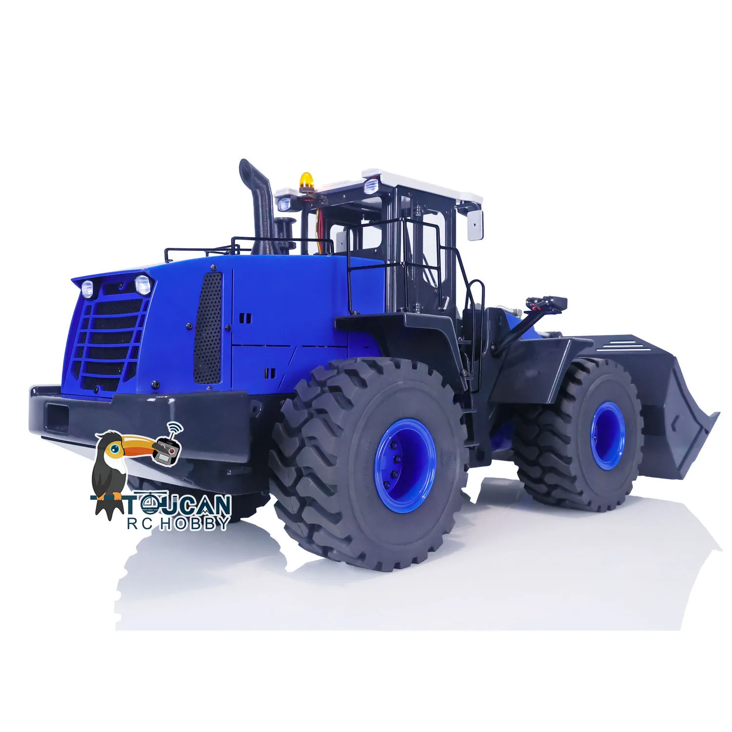 XDRC WA470 Blue RC Loader 1/14 Hydraulic Metal Remote Control Vehicle Painted Assembled Truck Light Sound Model Toy TH21427