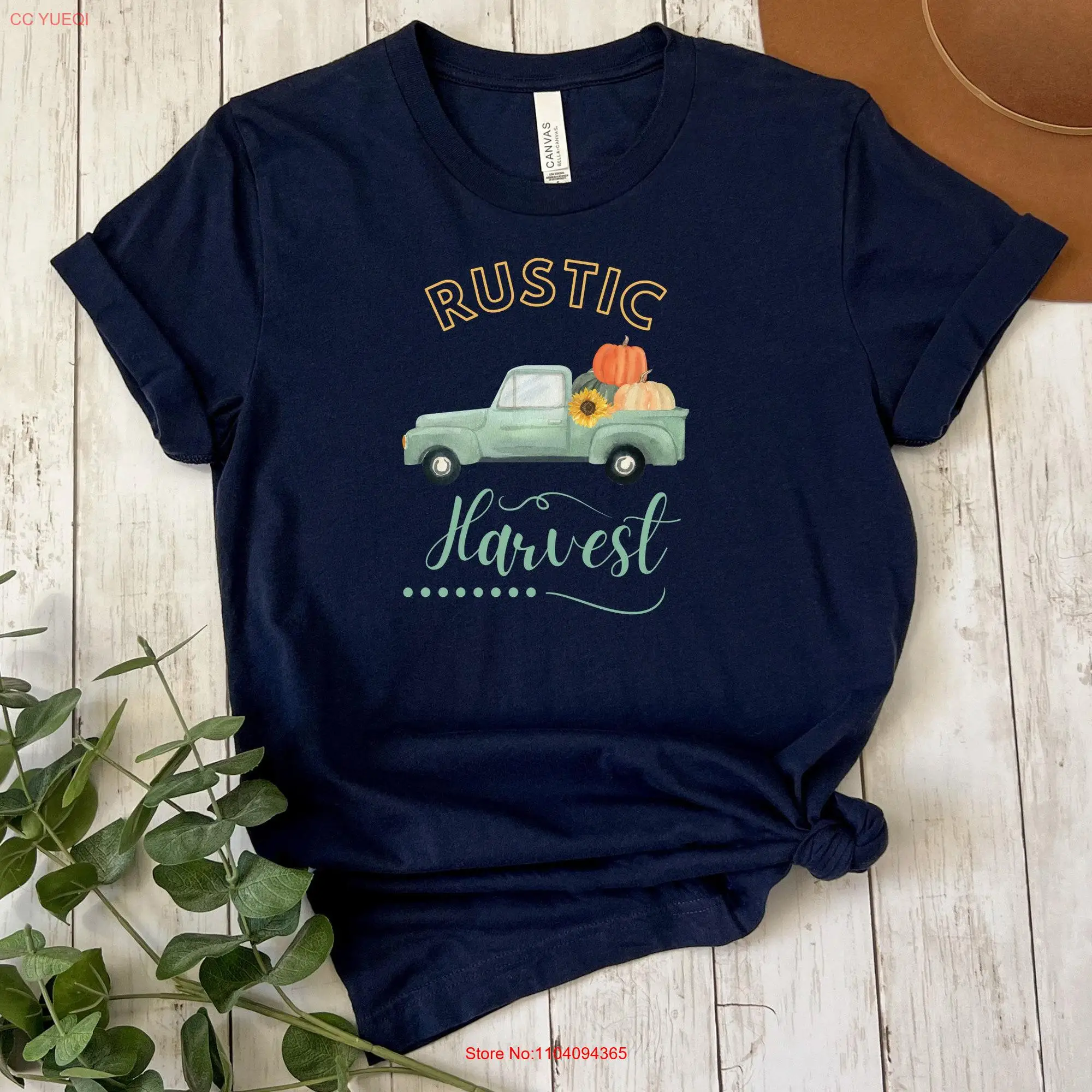 Rustic Harvest Tribute T Shirt Fall fashion Autumn Cozy tops Seasonal wear Leaves Pumpkin vibes long or short sleeves