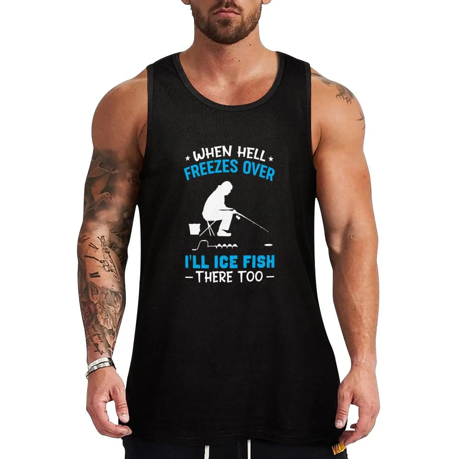 Funny Fisherman Gifts Ice Fishng Tank Top gym clothes man basketball