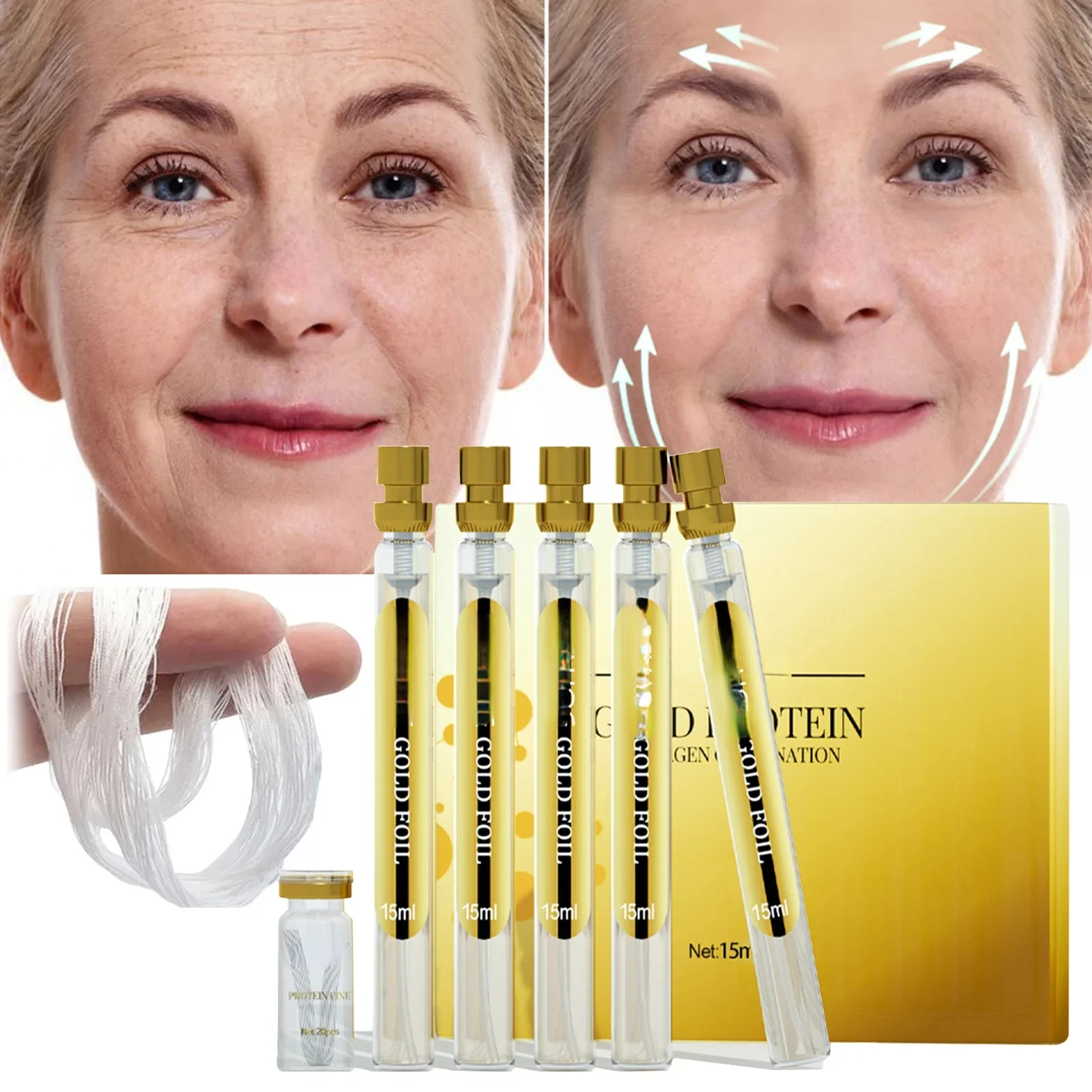 Collagen Thread Instant Lifting Wrinkle Remover Soluble Protein Threads Serum Set Absorbable Face Filler Anti-aging Skin Care