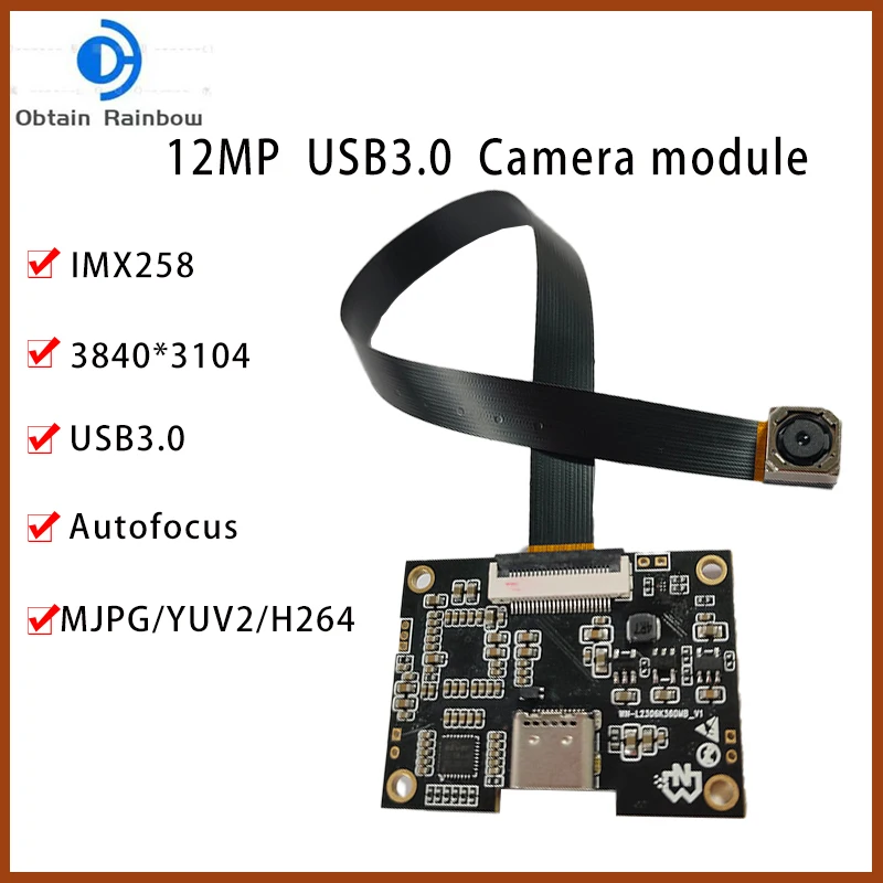 4K 12MP HD USB3.0 Camera Module IMX258 CMOS Wide Angle  Autofoucs H.264 UVC plug and play  Type-C