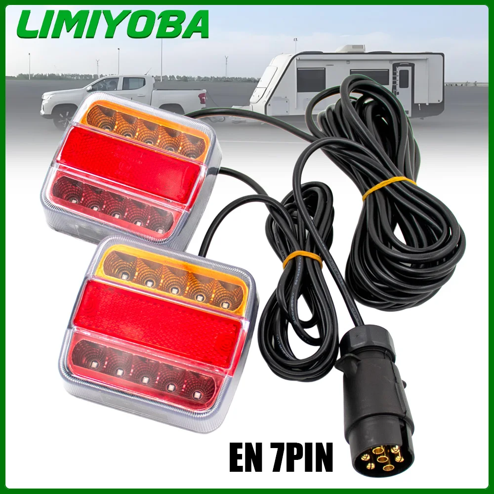 

Комплект универсальных задних фонарей для прицепа (7-контактный, 12В, 10м): светодиодный фонарь, светоотражатель номерного знака, стоп-сигнал, указатель поворота