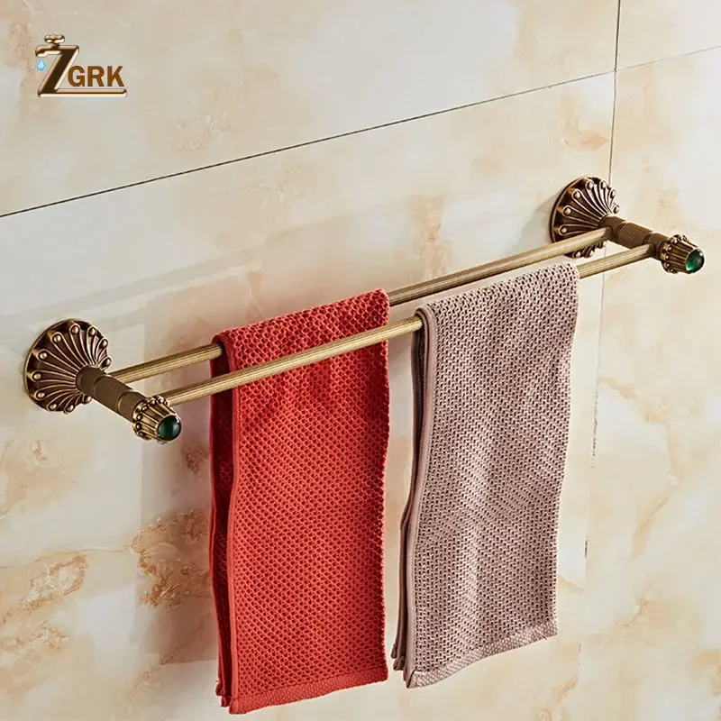

ZGRK Towel Holder 1 Set Wall Mounted Double Towel Bars 61cm Mounted Space Antique Bronze Towel Rack Bathroom Accessories