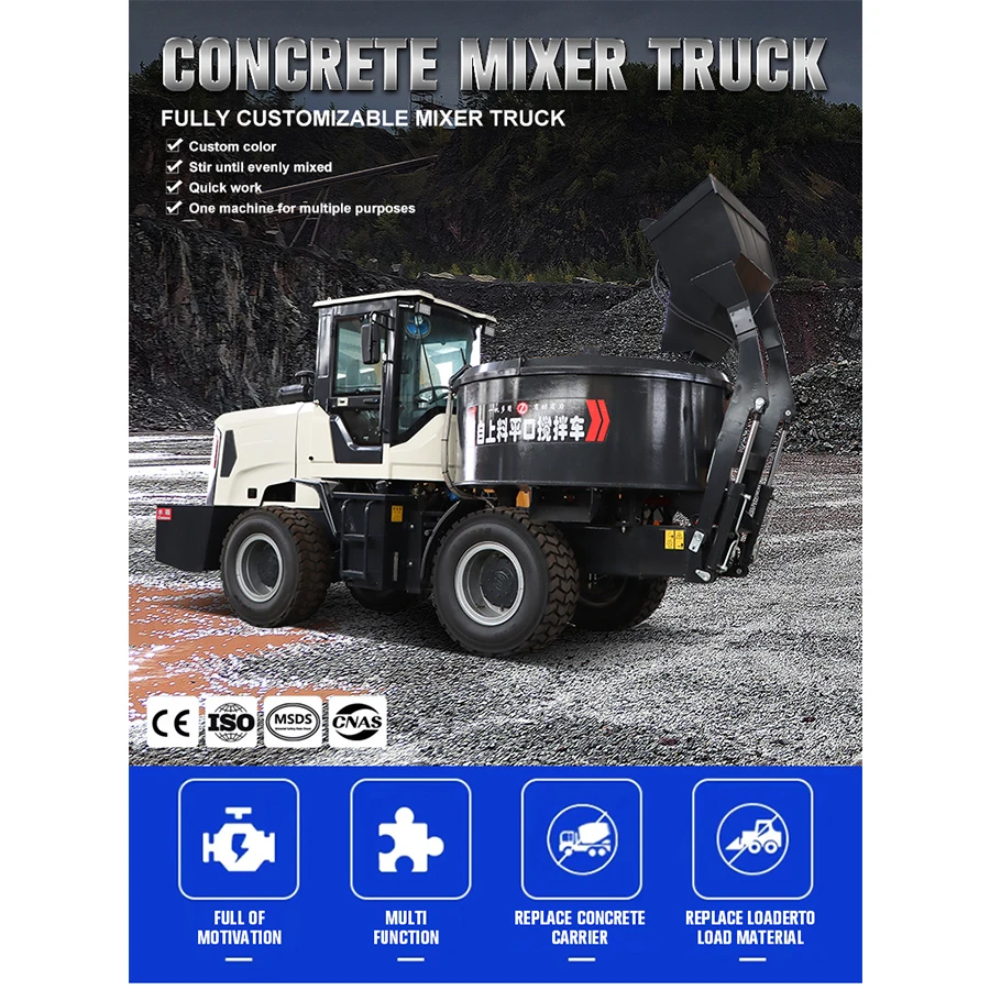 New Mini Self-Loading Concrete Mixer Truck 2-5 Cubic Meters Capacity Featuring Pump Engine Gearbox From Manufacturing Plant