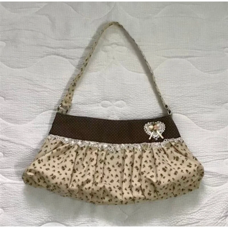 Koreanische Polka-Dot Plissierte Stern-Streifen Hobo Unterarm-Schultertasche, Süße Niedliche Damenhandtasche, Leichte Stoff-Freizeittasche für Frauen – Detail 11