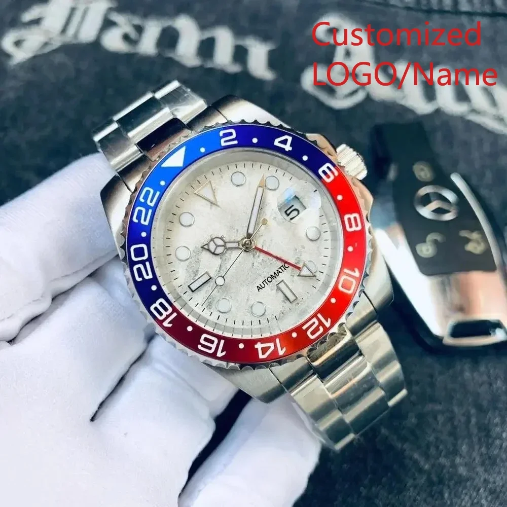 

A191 Store Customized automatic mechanical men's GMT watch, stainless steel master luminous ceramic bezel sports watch 40mm