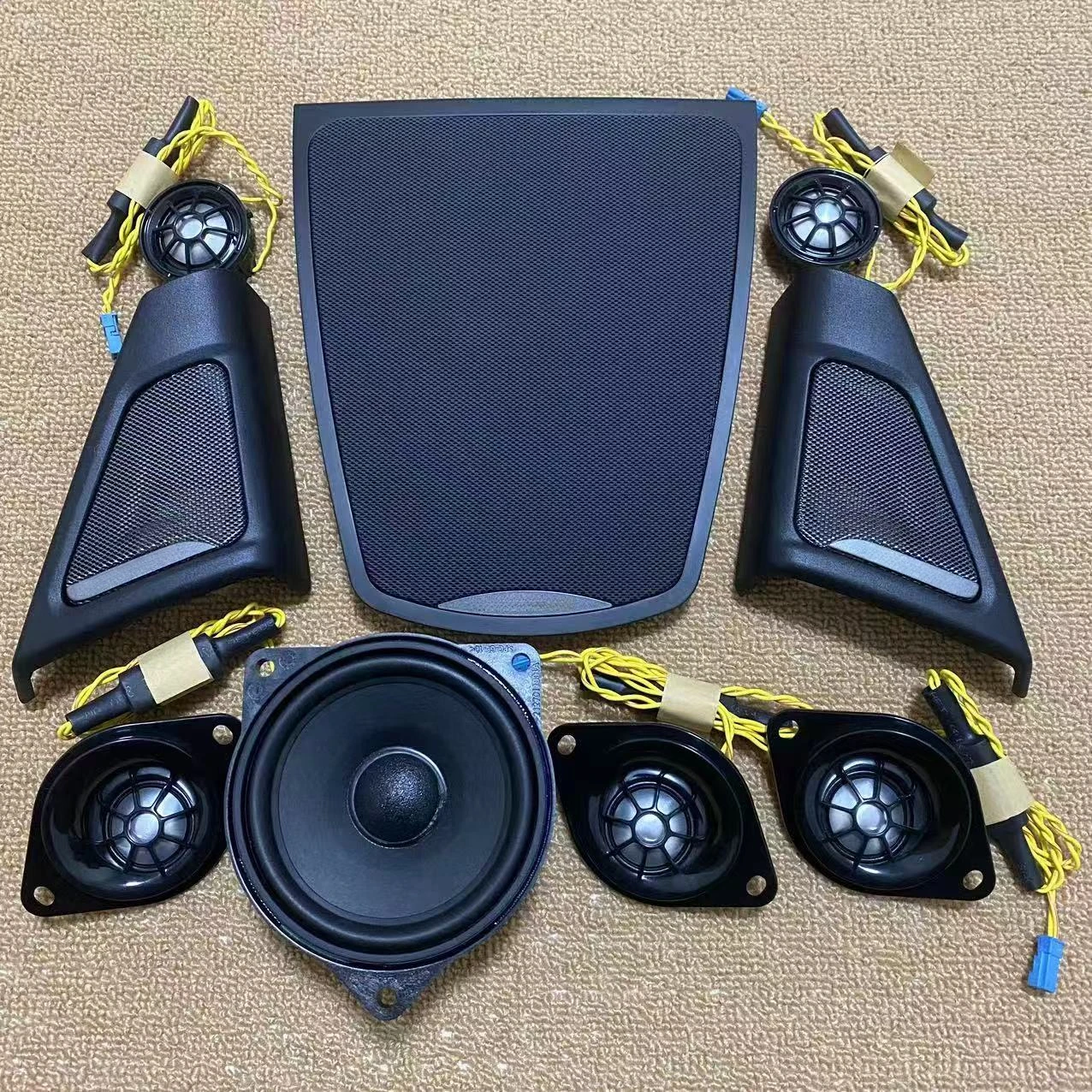 Car Horn For BMW F10 F11 5 Series Loudspeaker Audio Cover Power Amplifier Tweeter Midrange Subwoofer Speakers Full Kit