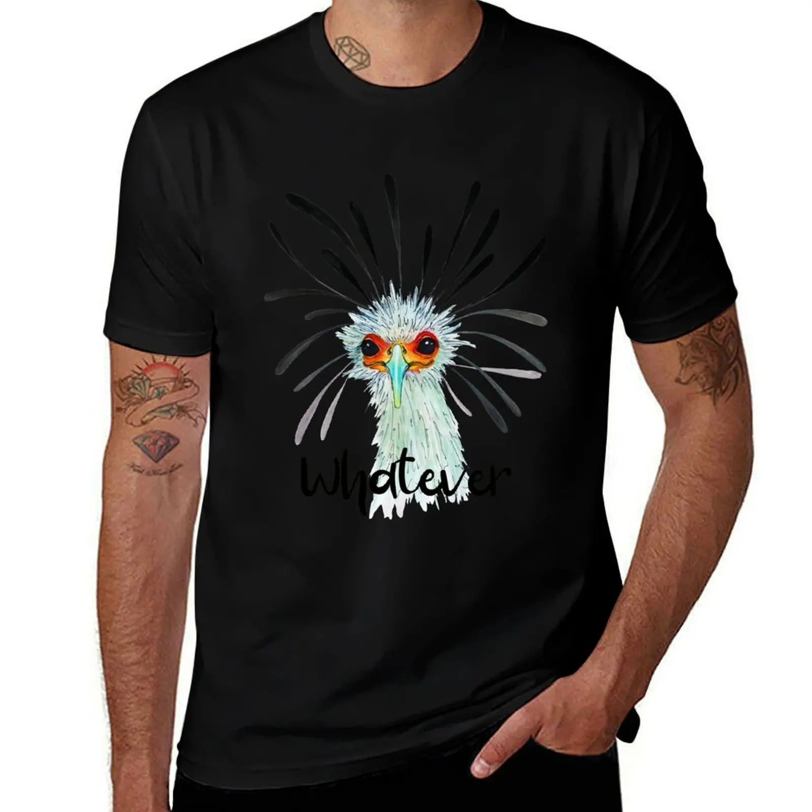 whatever funny bird-funny sublimation T-Shirt Simple Solid Color Crew Neck Tee T-Shirt