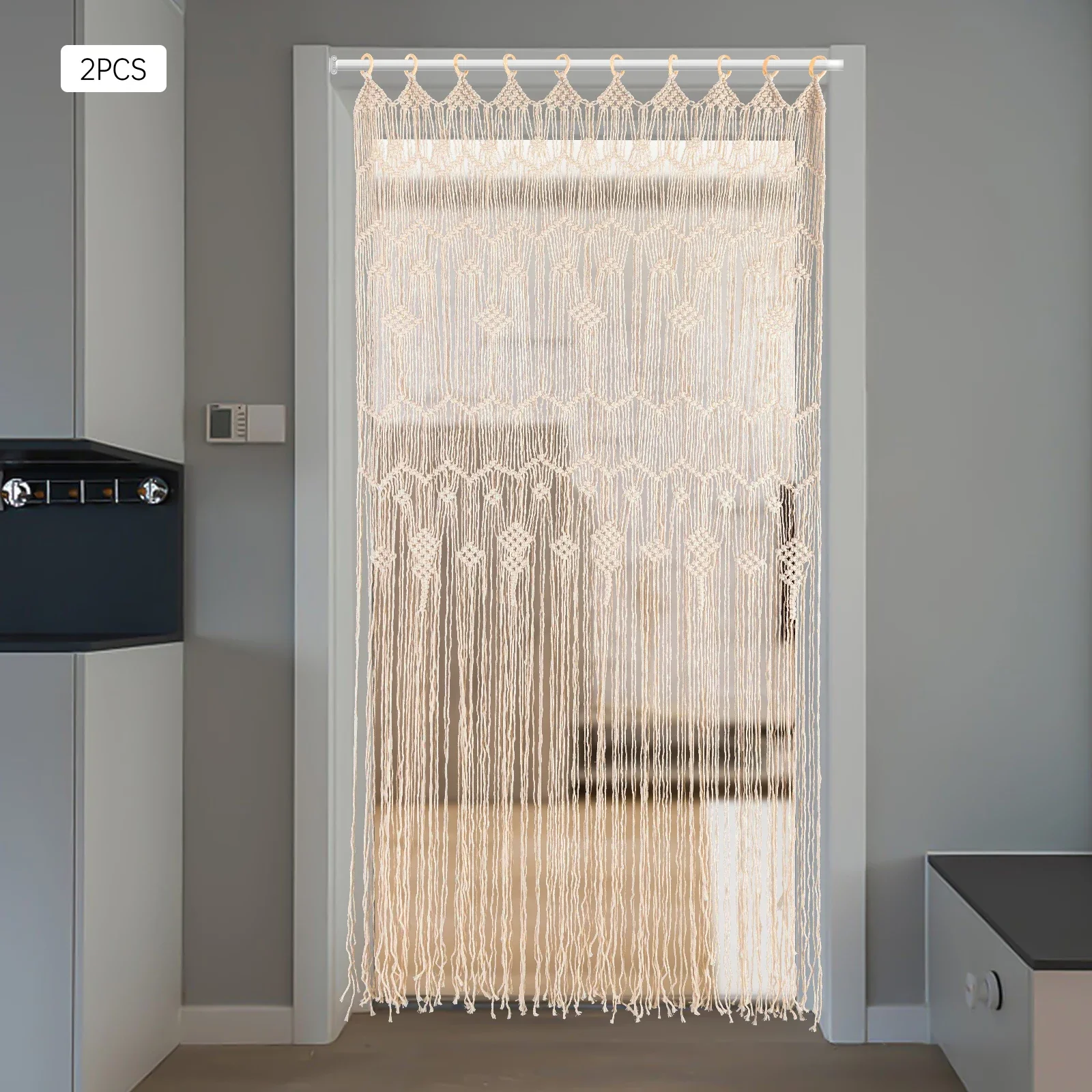 New 85 X 200CM Large Macrame Curtain Handmade Wall Hanging Tapestry  Doorway Decor