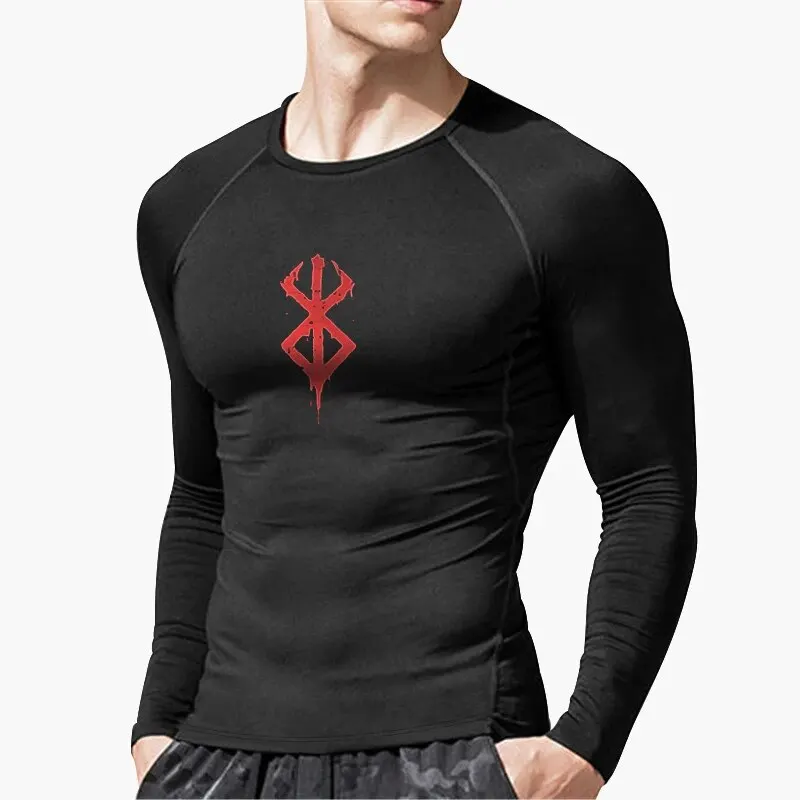 Men\'s New Fashion High Elasticity Fitness Tight Top Breathable Quick Drying Compression Clothing Jogging Sports Long Sleeve Tops