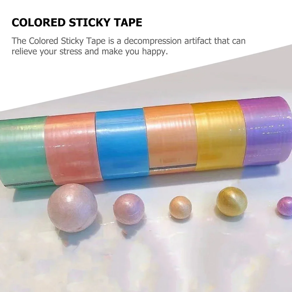 6 Rolls Adhesive Tapes Sticky Ball Tape Colorful Stress Relaxing Sticky Ball Tape Toy Party for Relaxing Toy Rolling Craft Gifts