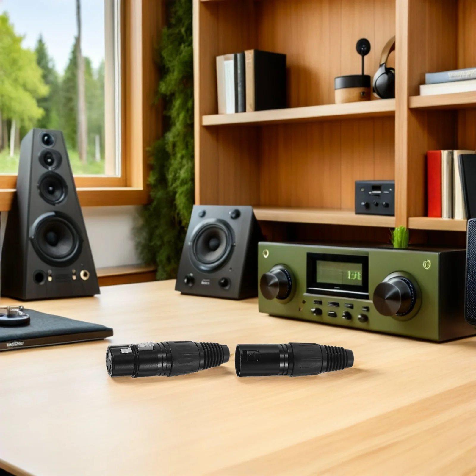 

4pcs 5-Pin Xlr Microphone Adapter Male Female Connectors Black Enhanced Conductivity Silver-Plated Copper Pins Durable Audio Mic