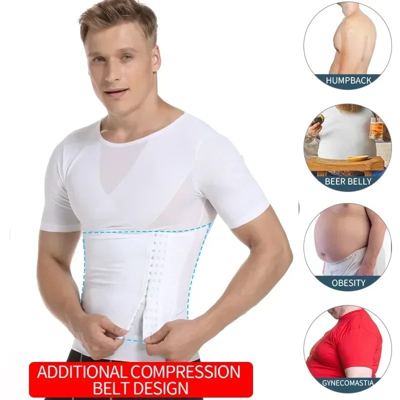 

Compression Tops Tummy Shirts Waist Mens Slimming Fajas Shapers Trainer Corset Body Abdomen Shapewear Sheath Gynecomastia Shaper