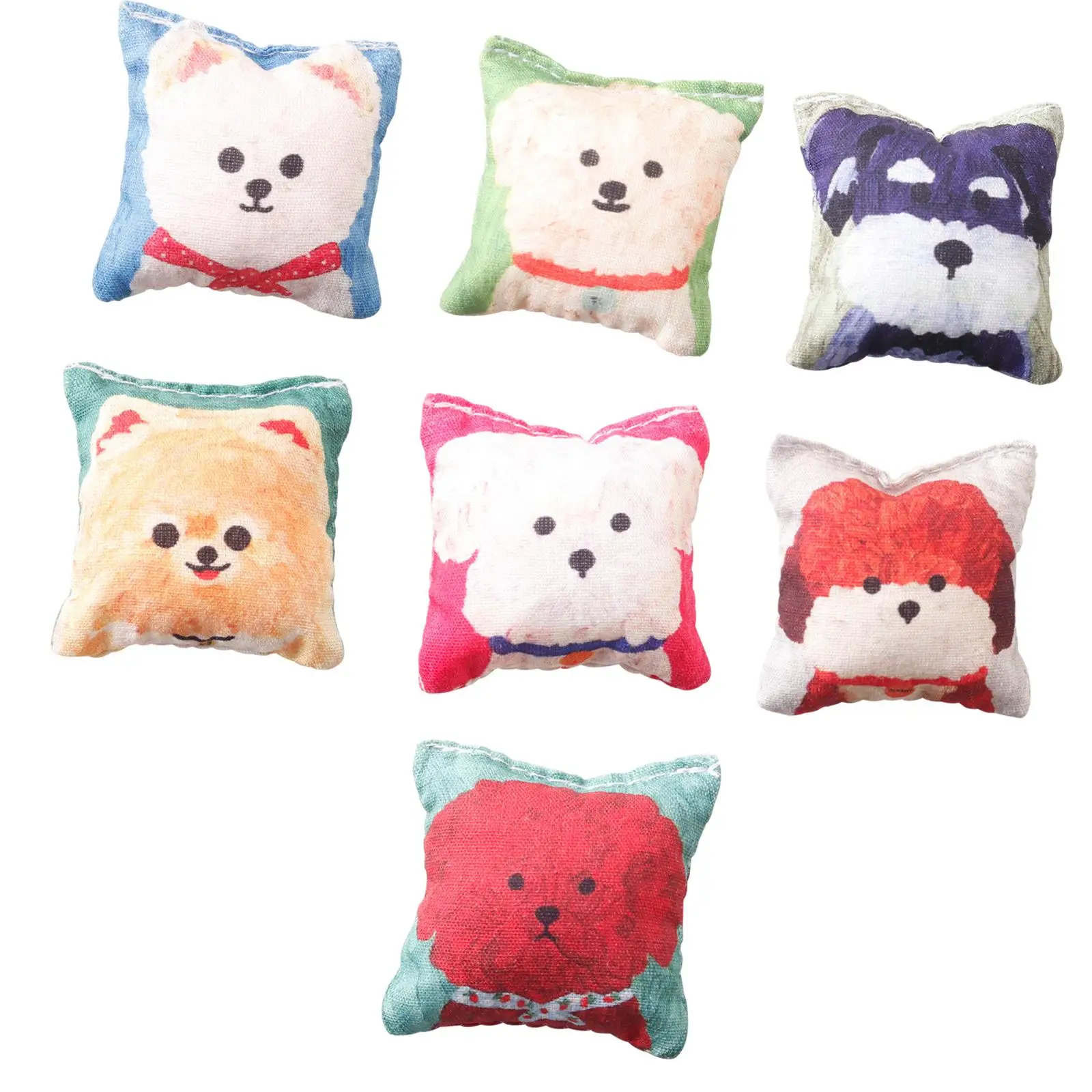 7Pcs Dollhouse Miniature Simulated Pillow Cushions for Photo Prop Diorama