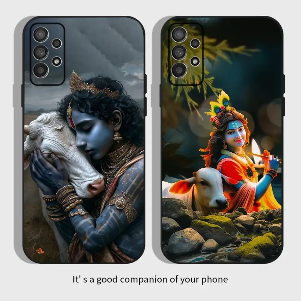 Indian God Lord Krishna Phone Case For Samsung Galaxy A13,A21s,A22,A31,A32,A52,A53,A71,A80,A91 Soft Black Cover