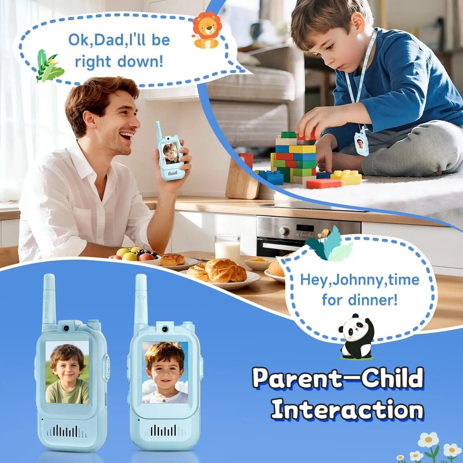 

Kid's Video Intercom 2-inch High-definition Screen USB-C Rechargeable Voice One-Click Call Cartoon Intercom For Children Gift