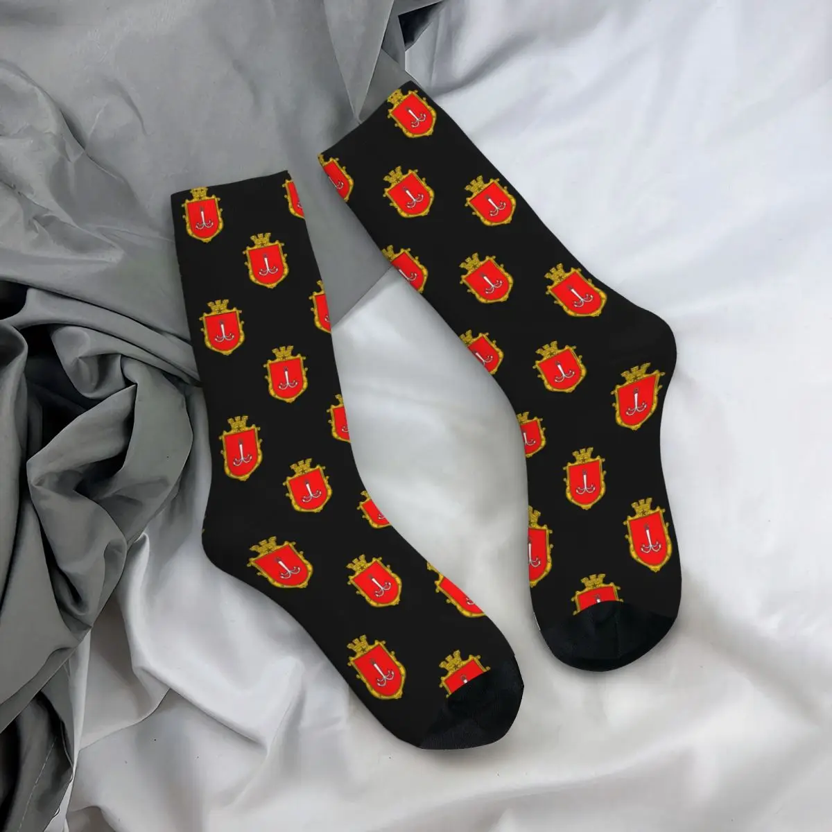 Escudo de armas de Odessa, calcetines Ucrania Harajuku medias súper suaves calcetines largos para todas las estaciones accesorios para regalos de hombre y mujer