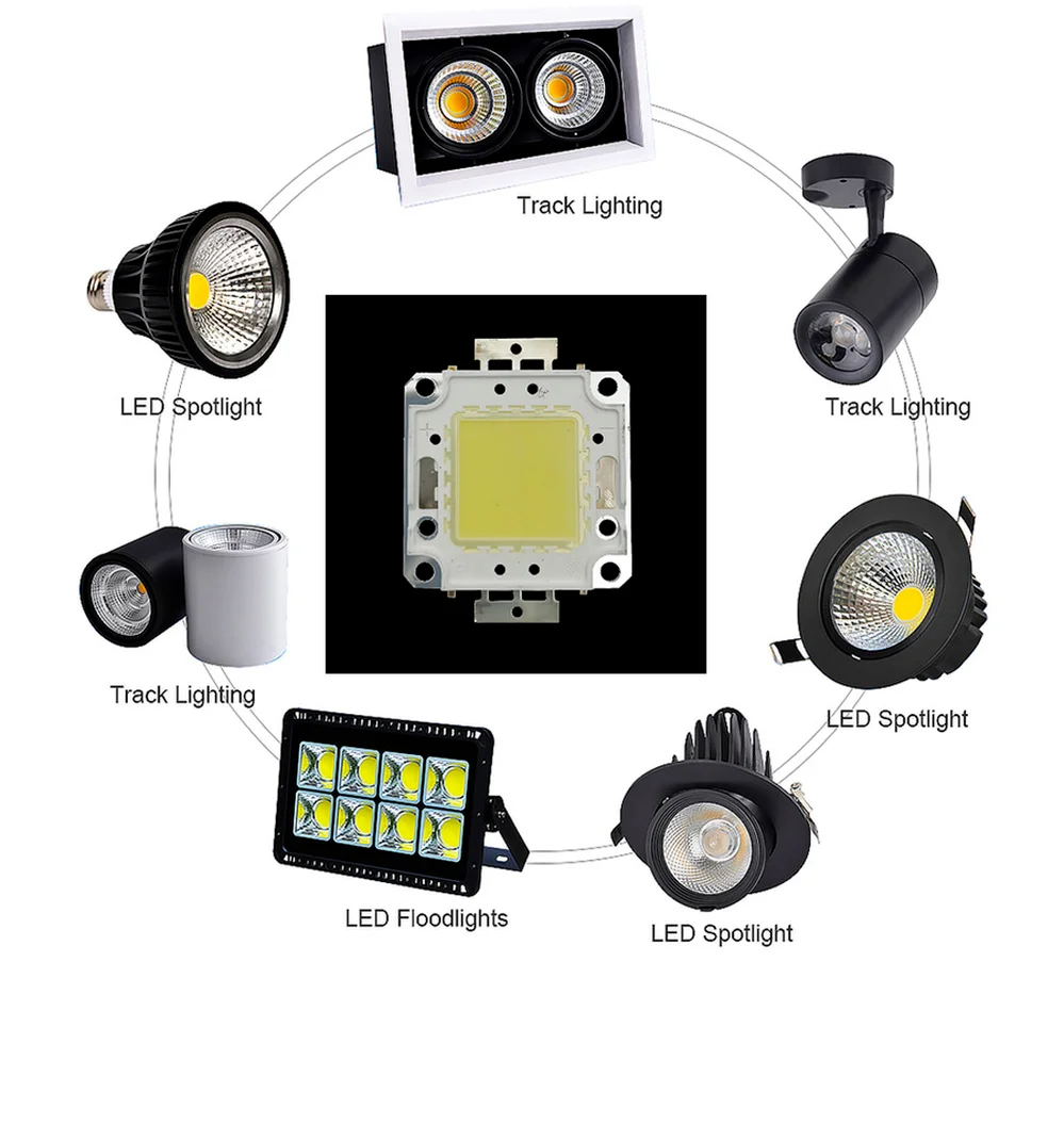 LED Beads Chip 10W 20W 30W 50W 100W LED COB Chip White Warm White High Quality for DIY Flood Light Spotlight High Brightness