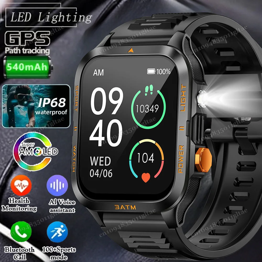 

Military LED Lighting Smart Watch Women GPS Tracker Waterproof 1000mAh Battery Heart Rate Monitor Sport Smartwatch Men Pk T-Rex3