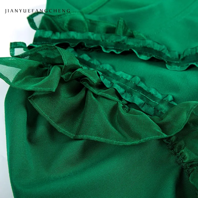 Herfst Dames Lange Mouw Ronde Hals Groen Gebreide Top Truien Met Bloemdecoratie Skinny Rekbaar Katoenen Shirt