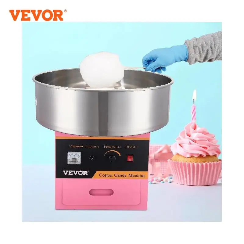 Vevor elektrische Zuckerwatte maschine 1000w kommerzieller Zahnseide hersteller mit Edelstahls chale Zuckers chaufel und Schublade für Party