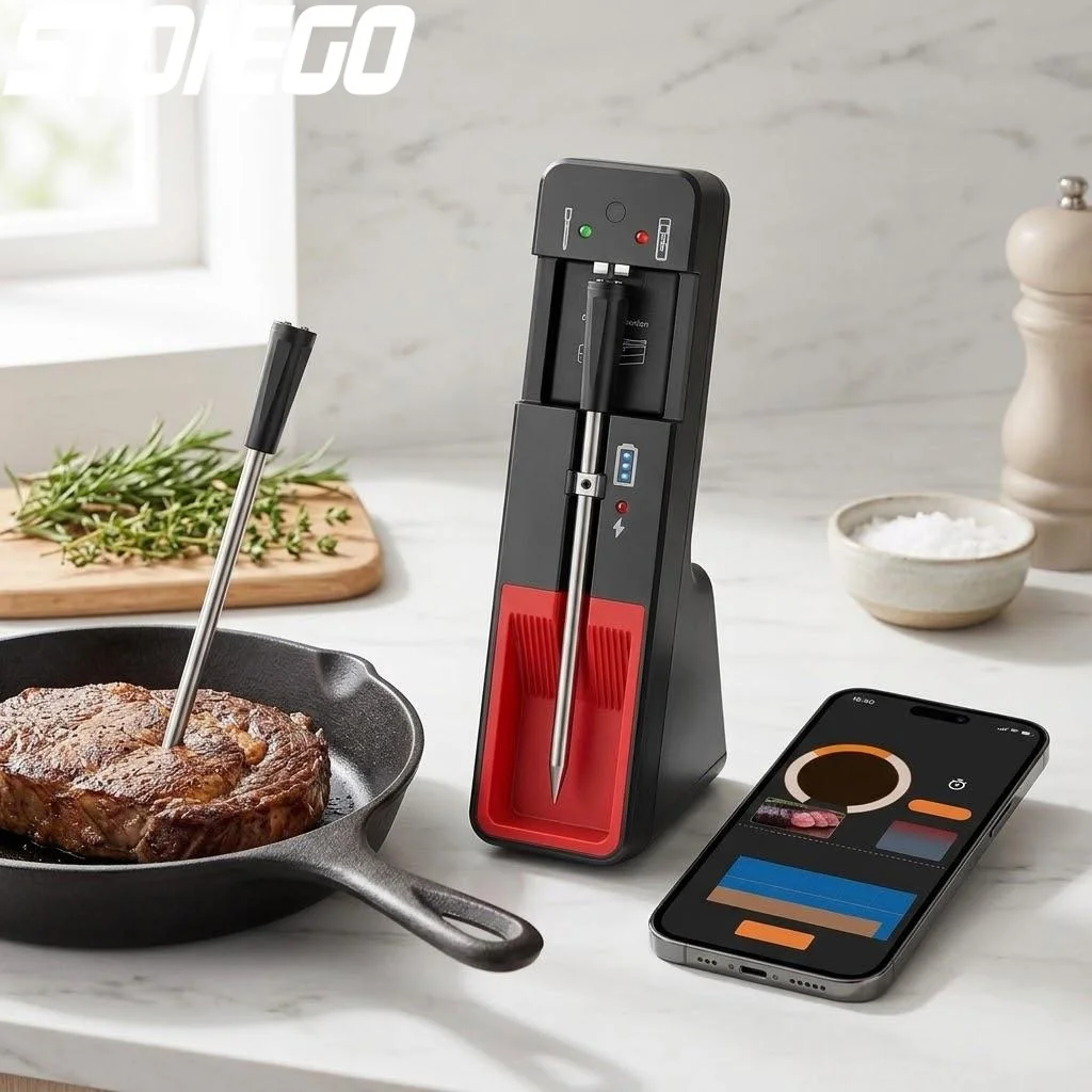 

Беспроводной Bluetooth-термометр для мяса, гриля, духовки, коптильни, с датчиком температуры на 360 футов (110 м) и большим радиусом действия