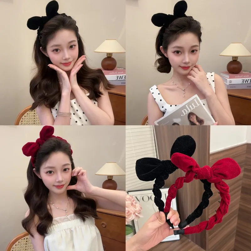 Add a Touch of French Chic: Fluffy Velvet Headband for a Elevated Crown