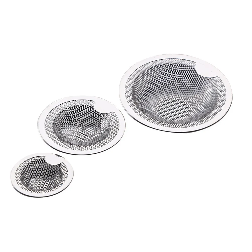 3Pcs Stainless Steel Drain Strainer Filter Net for Sink Washbasin Shower Prevent Clogs Hair Debris Easy Clean Kitchen Supplies