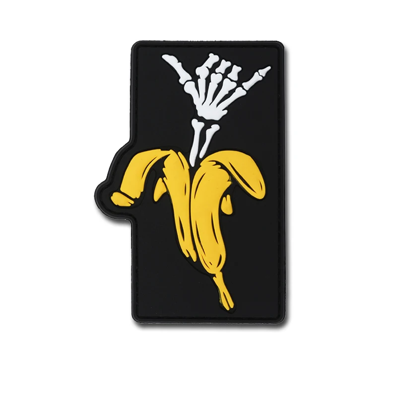 Banana Skeleton Arm PVC creative Rubber Hook patch Tactical armband Badge hook Cloth Sticker DIY Shoulder Emblem Applique