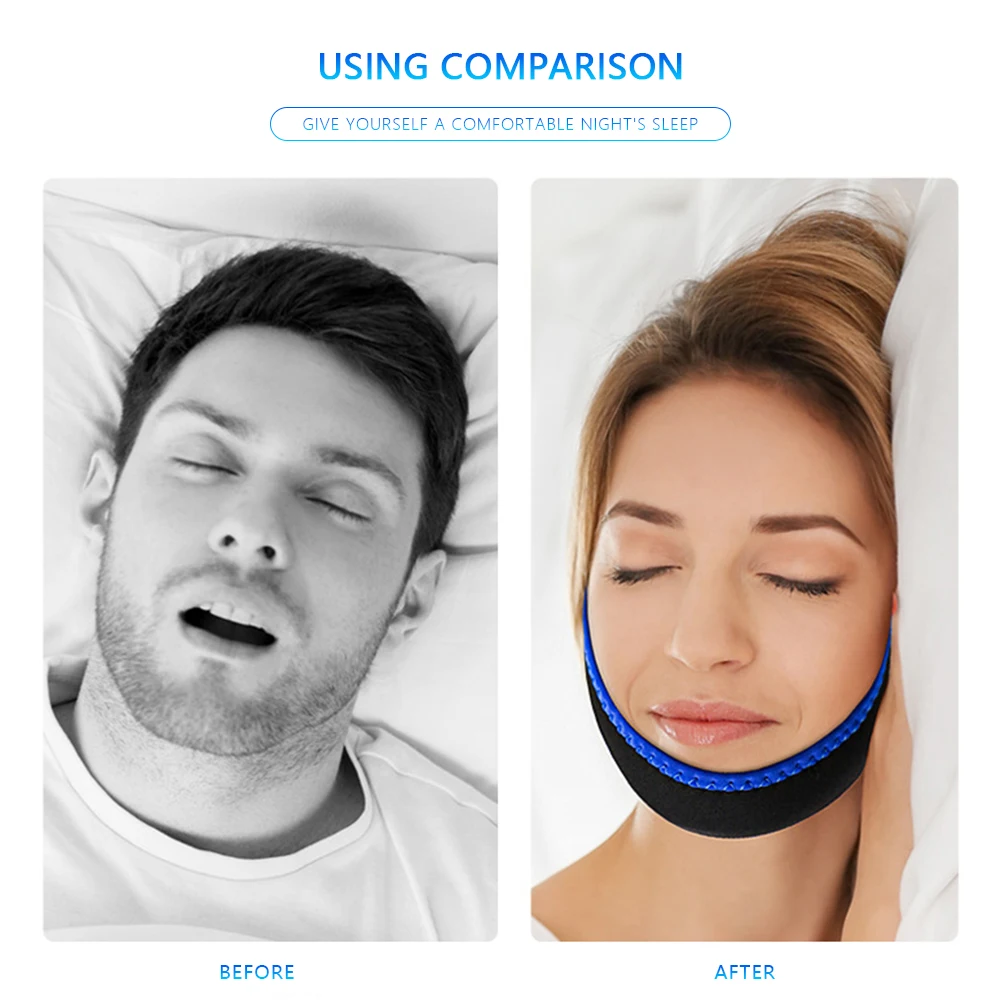 Anti Snoring Belt Adjustable Soft Chin Strap Mouth Guard for Women Men Better Breath Health Snore Stopper Bandage Sleep Aid Tool