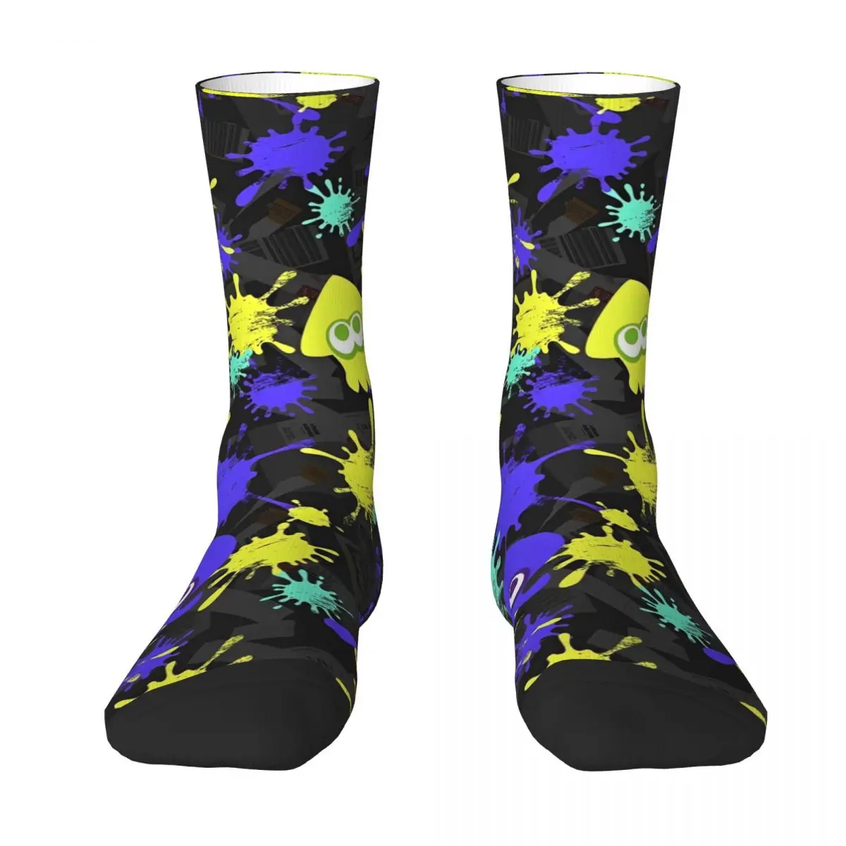 Rainbow Splatoon Stockings Video Game Design Casual Socks Spring Non Slip Socks Women Men Skateboard Soft Socks