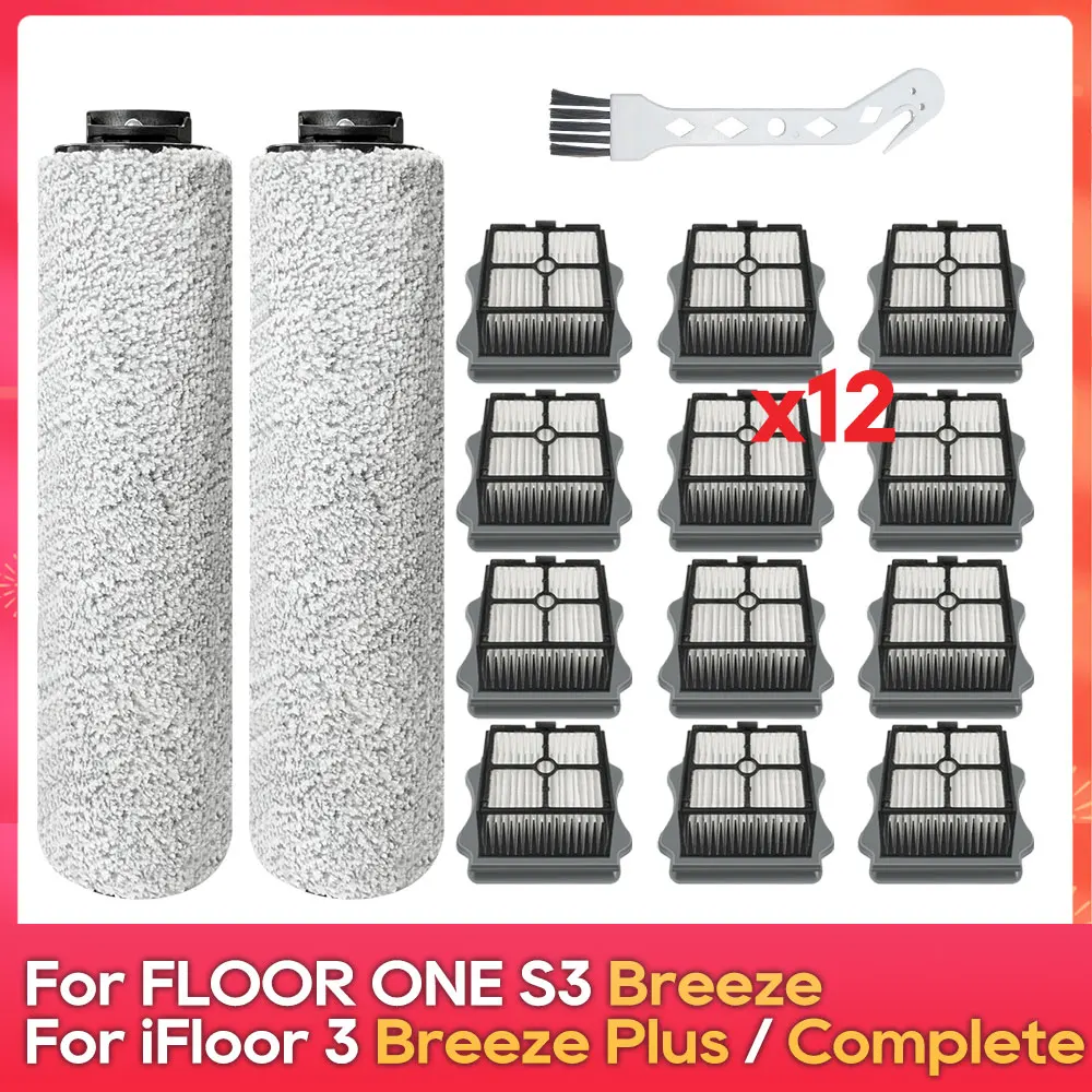 Fit For ( Tineco FLOOR ONE S3 Breeze / iFloor 3 Breeze Plus, Complete ) Part Accessories Vacuum Cleaner Brush Roller Filter