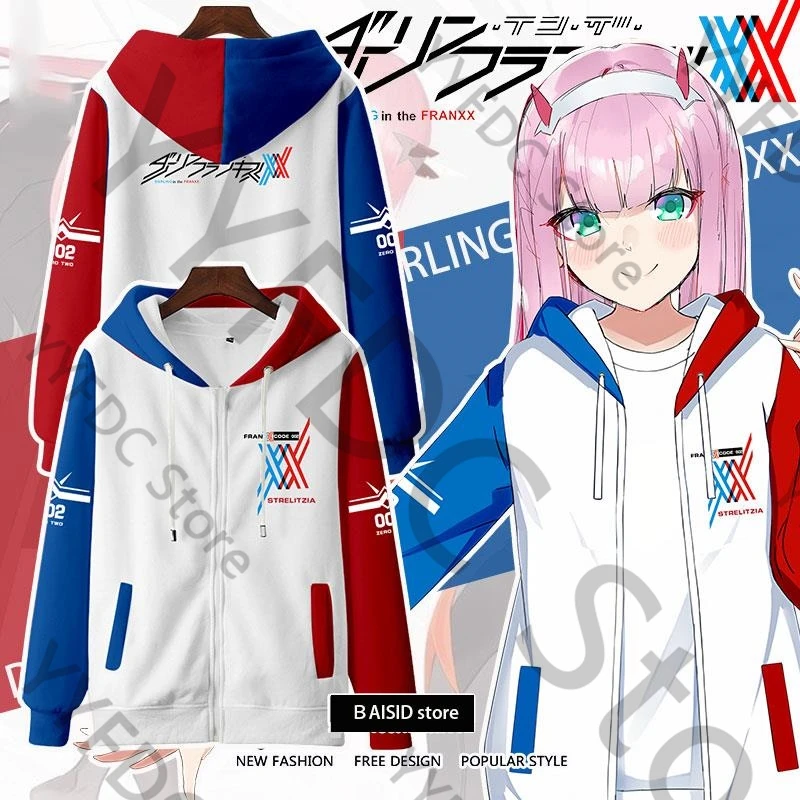 

Толстовка на молнии Darling In The Franxx Zero Two, костюм для косплея, толстовки для женщин и мужчин, толстовка в стиле Харадзюку, аниме, повседневная одежда с героями мультфильмов
