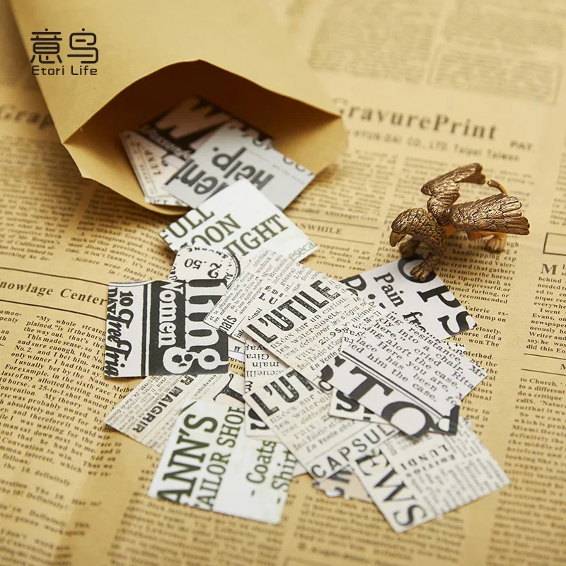 46pcs/lot Vintage Newspaper Stickers Junk Journal Decorative Small Stickers DIY Album Scrapbooking Diary Craft Stickers Planner