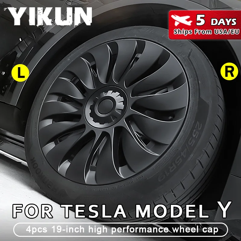 

4Pcs for Tesla Model Y Wheel Covers 19 Inch Hubcaps Steering Hub Caps Rim Protector Replacement Kit Exterior Accessories 2023