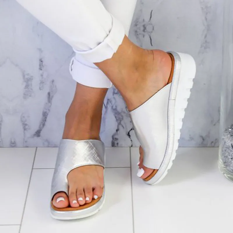 New Women Slippers Flat Sole Casual Soft Big Toe Foot Sandal Women Shoes Comfy Platform Orthopedic Bunion Corrector