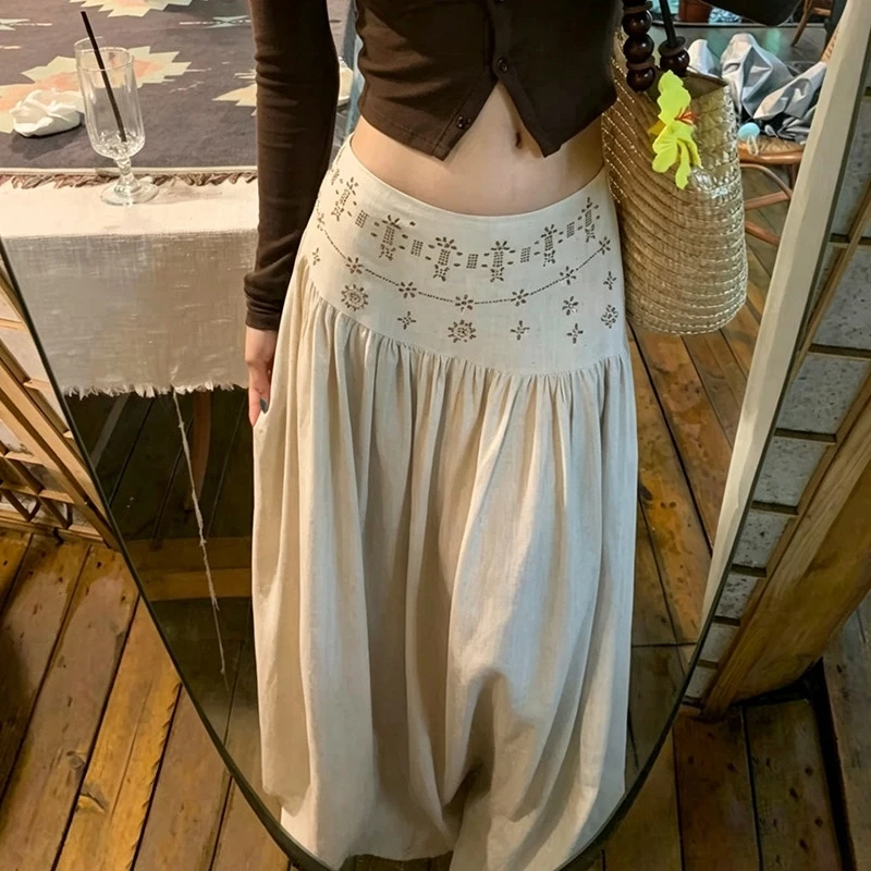 Vintage Diamond Midi Skirt Women Streetwear Black Low Waist Skirts Summer Ladies Vacation Korean Pink Design A Line Faldas New