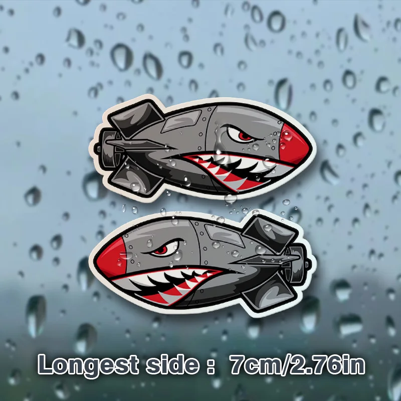 2PCS/SET Shark Design Vinyl Sticker, Bold Waterproof Decal for Vehicle Panels Notebook Bicycle Personalized Exterior Decor