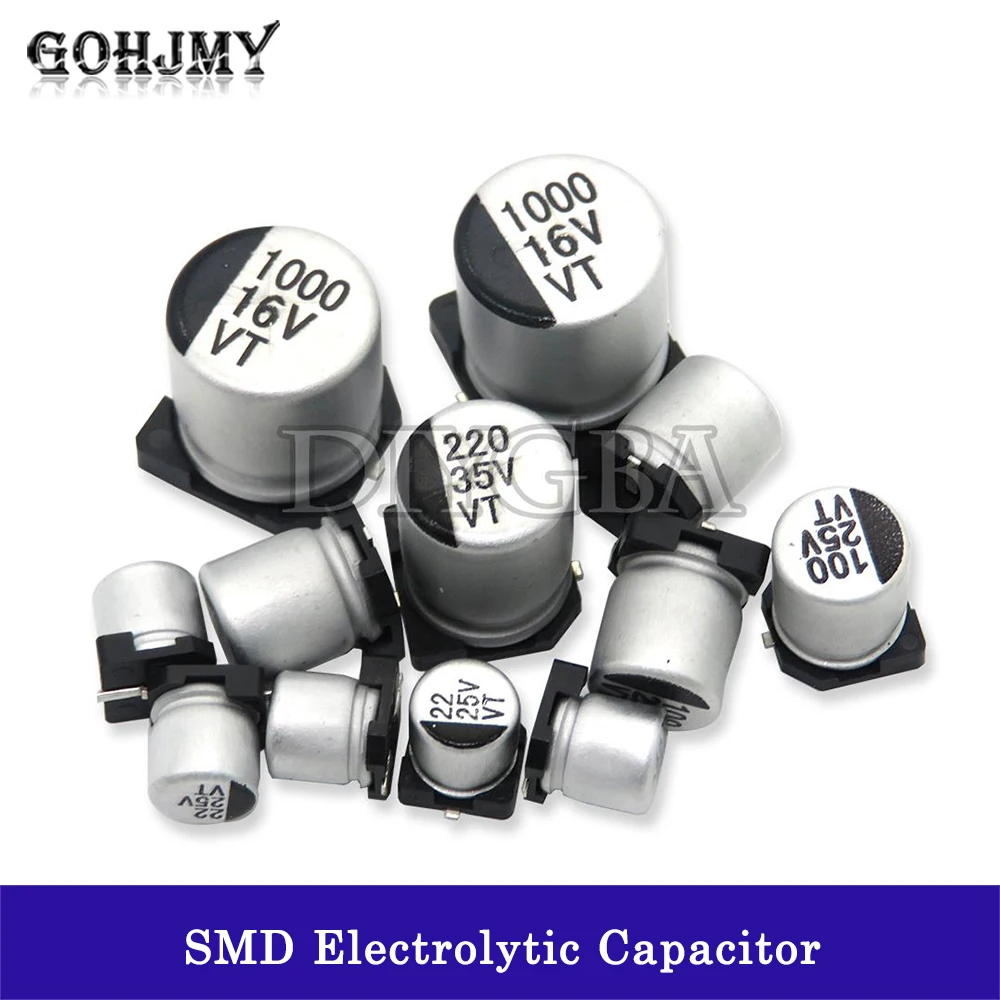 10PCS/LOT SMD Kondensator elektrolityczny aluminiowy 6.3V 10V 16V 25V 35V 50V 1UF 2.2UF 4.7UF 10UF 47UF 100UF 220UF 330UF 470UF 680UF