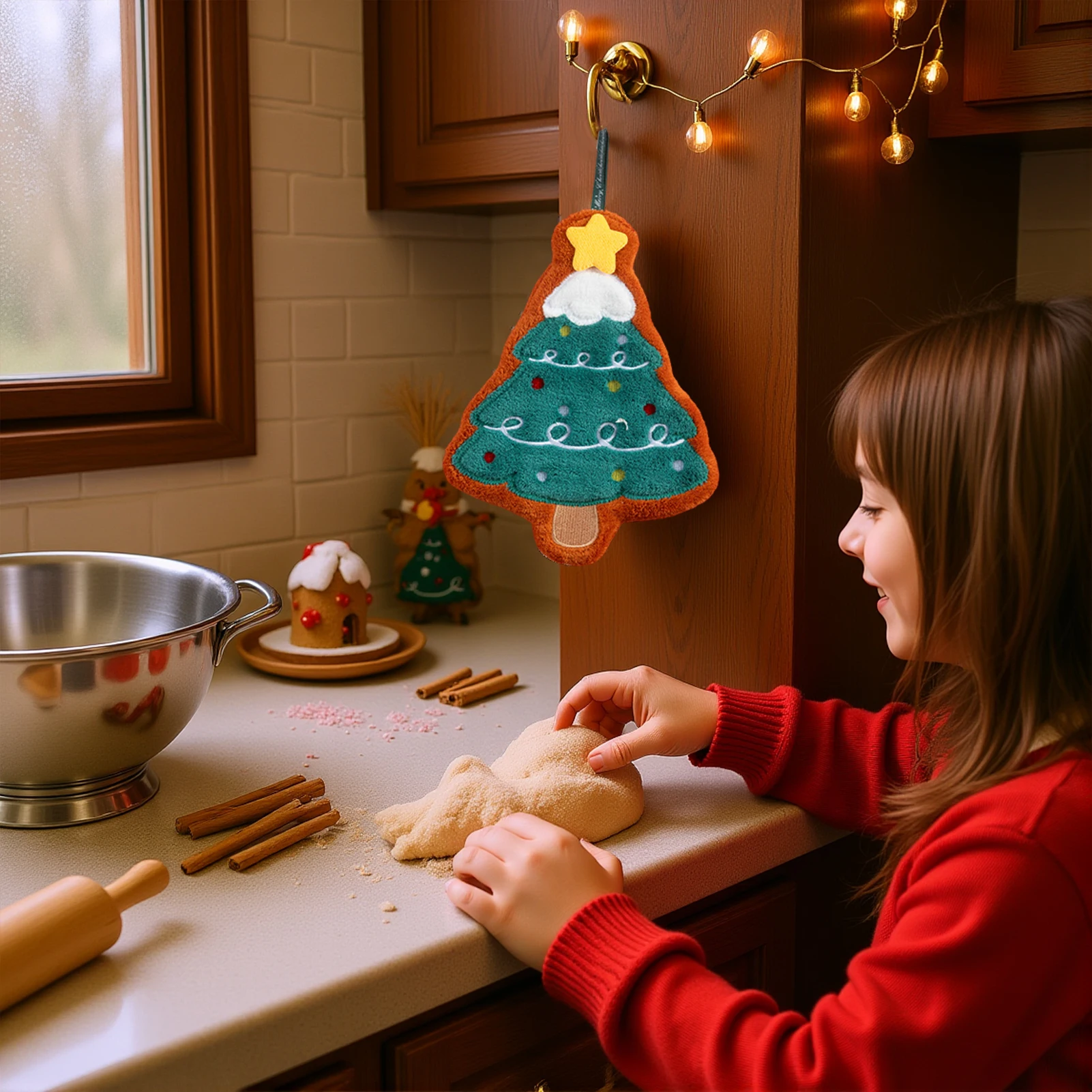 

Christmas Series Cloth Set Bathroom Kitchen Living Room Quick Drying Towel Cartoon Santa Claus Reindeer Gingerbread Clean Cloths