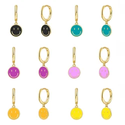 TIANDE Gold Color Round Dangle Earrings for Women Colorful Enamel Piercing Drop Pendant Earrings 2023 Fashion Jewelry Wholesale