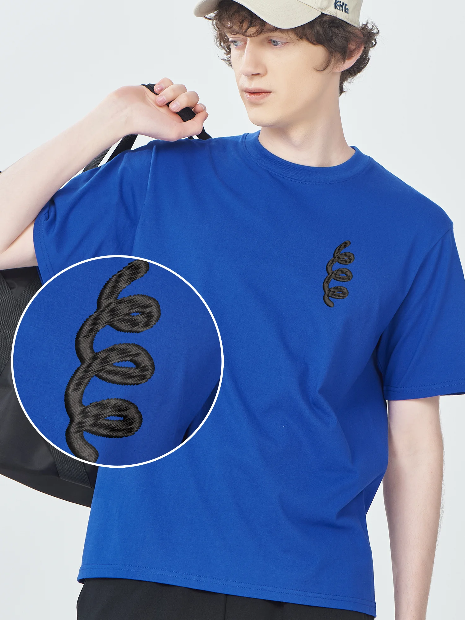 

Line Segment Design Embroidered Tee Shirt Luxury Customized T-shirt Breathable Short Sleeve Unisex Trendy Clothes