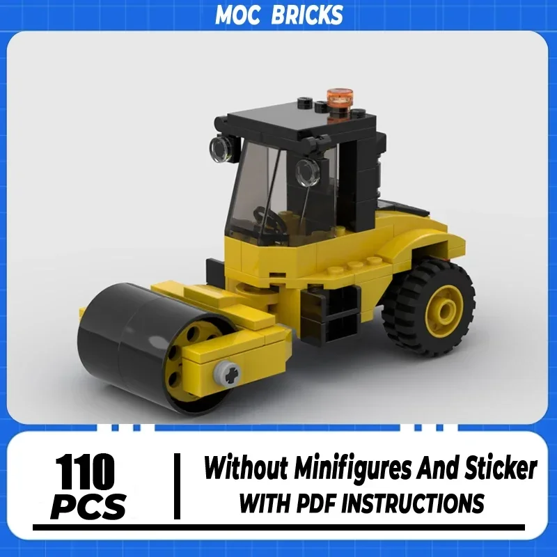 

Moc Building Blocks Engineering Vehicle Series Model Technology Brick DIY Single Drum Compactor Assembly Toy Holiday Gifts