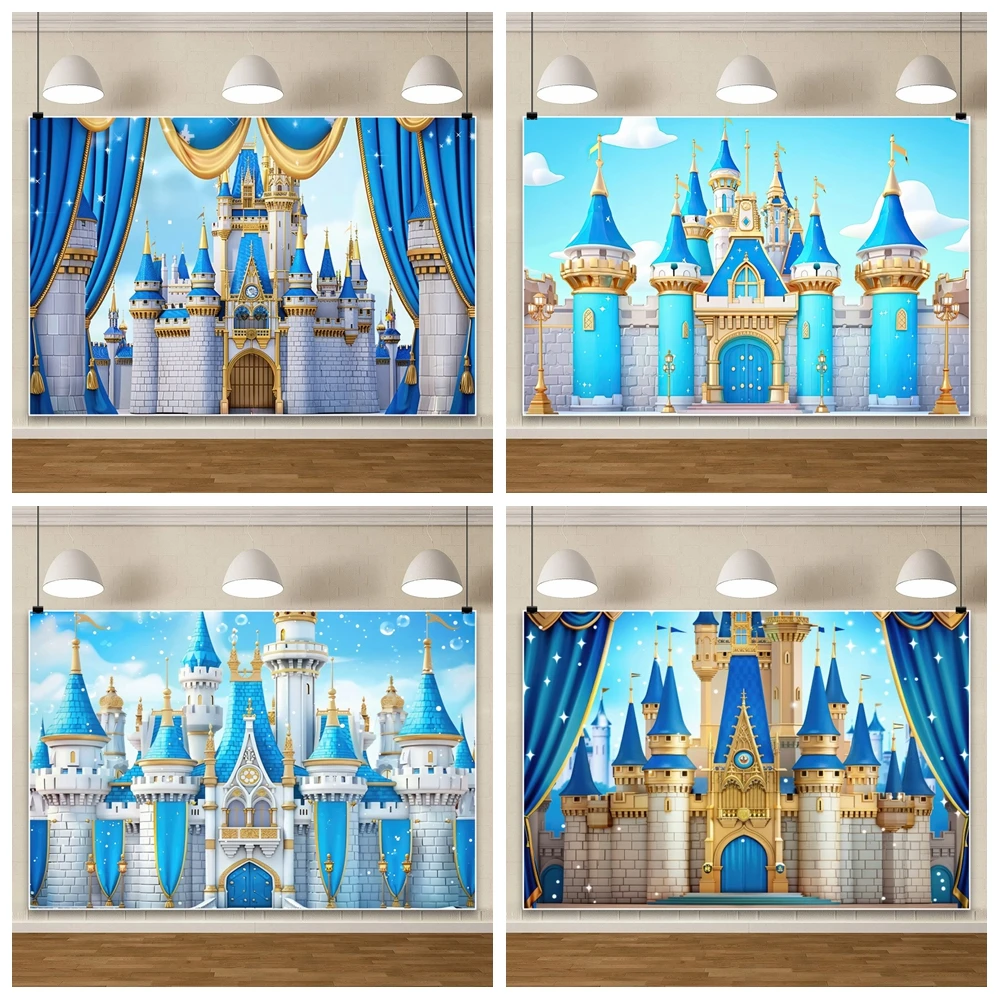 

Medieval Blue Castle Backdrop Royal Knight Stone Wall Boy 1st Birthday Party Decoration Photography Background Photo Booth Props
