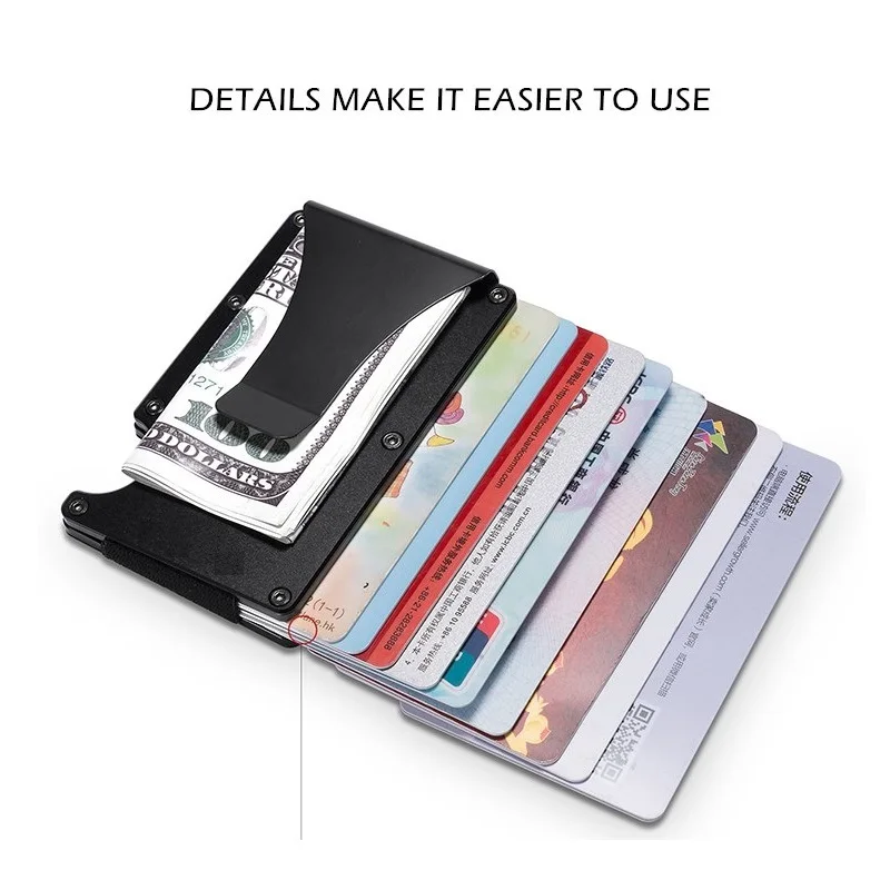 New Portable Anti theft Brush Anti demagnetization Metal Card Bag Small and Simple Shielded RFID Key Credit Card Storage Box