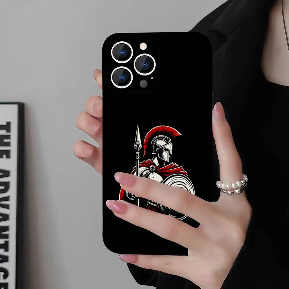 Cool Spartan Phone Case para iPhone 17,16,15,14,13,12,11,Pro,Max,Plus,E,Air,Mini cubierta protectora negra