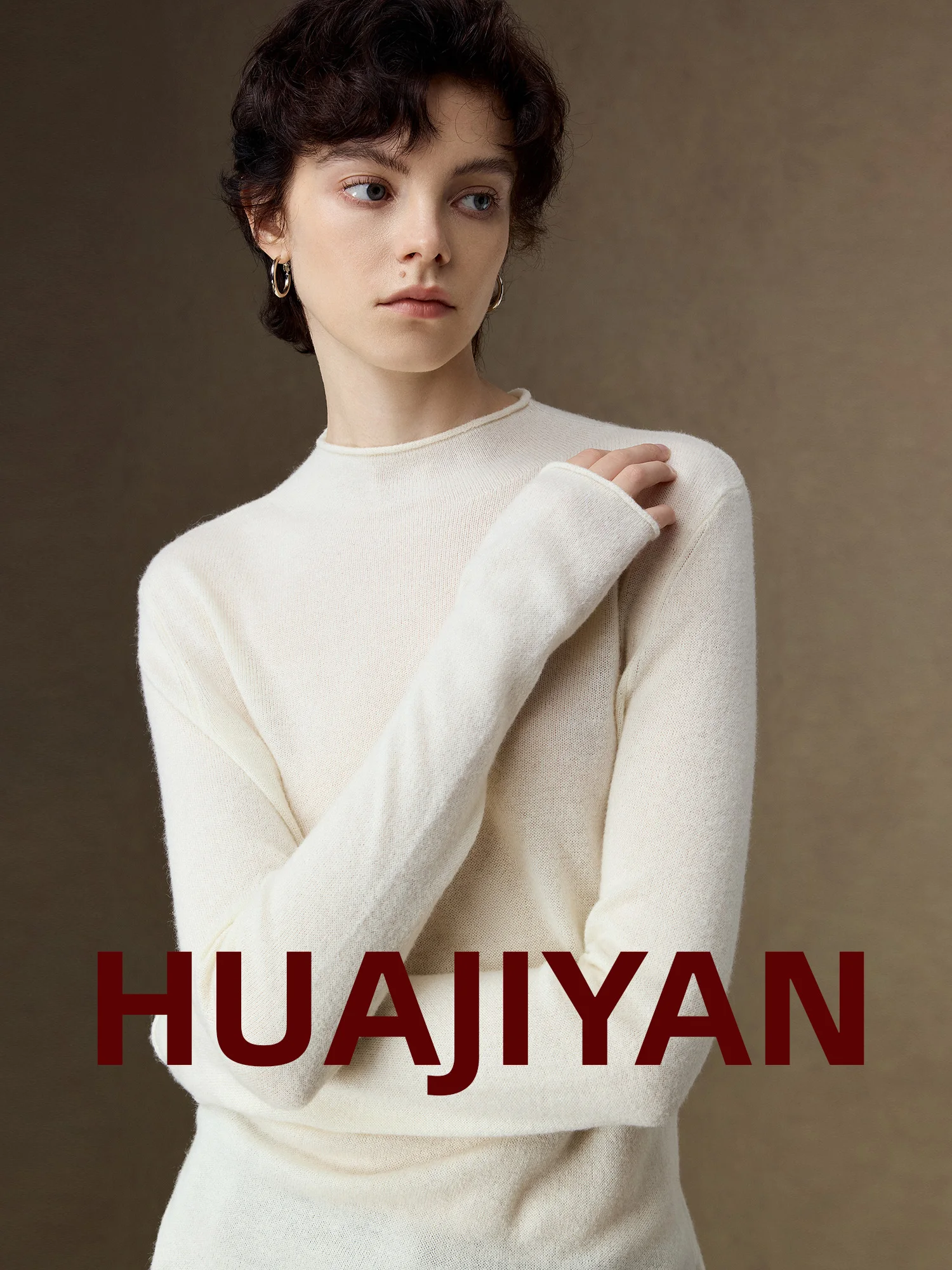 

Шелковая антистатическая женская футболка Hua Ji Yan с высоким воротником, мягкая, комфортная, универсальная, базовый слой